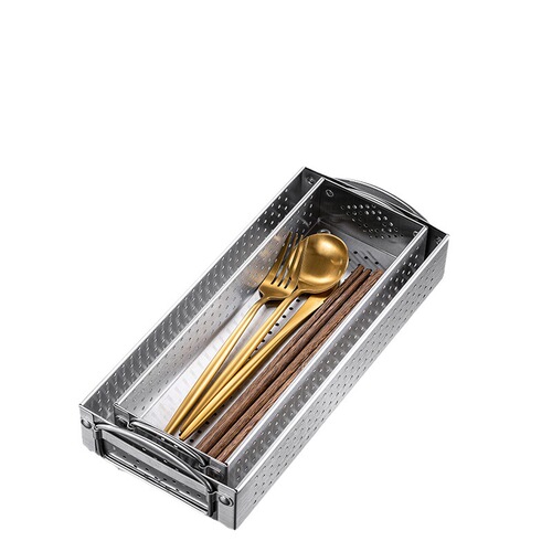 Kitchen disinfection cupboard chopstick box household stainless steel tableware storage box rack drain chopstick holder knife and fork