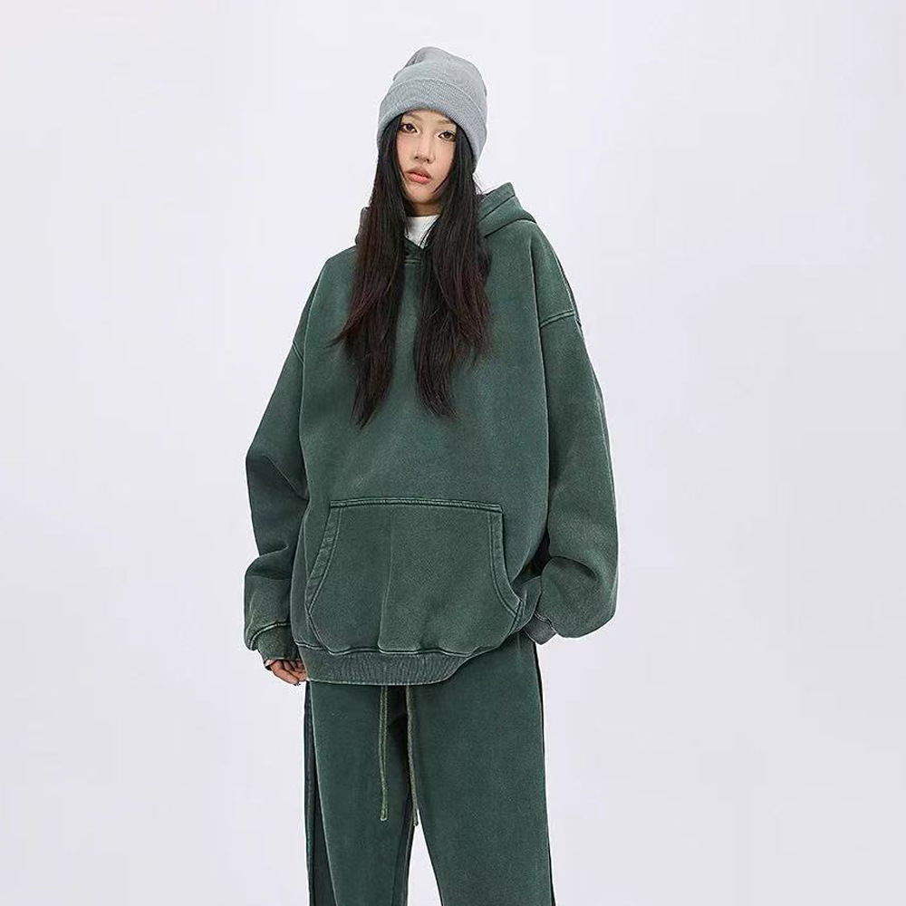 Comercio exterior de Amazon para la marca de invierno y otoño, camisetas retro de peso pesado lavado en agua para hombres con camisetas con capuzas de lana para hombres