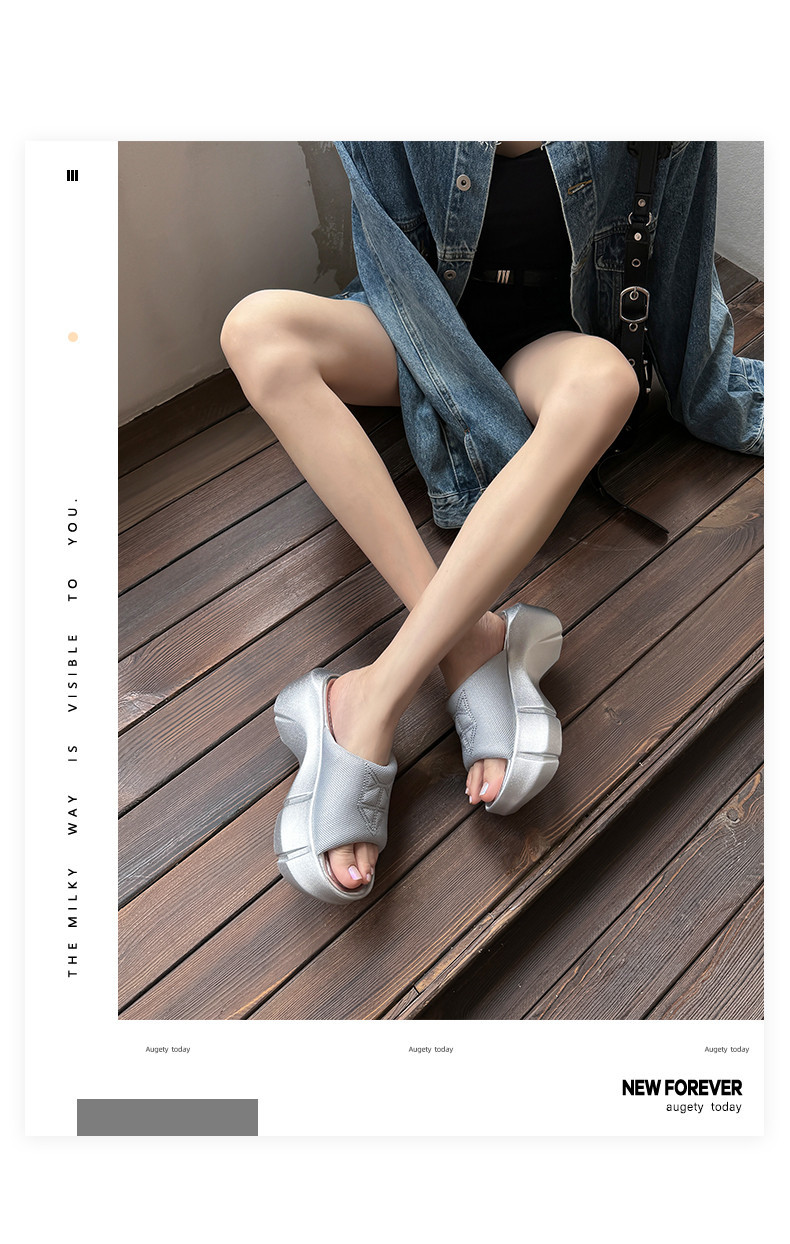 Dép sandal nữ đế dày gót cao mũi hở phong cách thể thao — Màu đen, Màu xám chi tiết 1