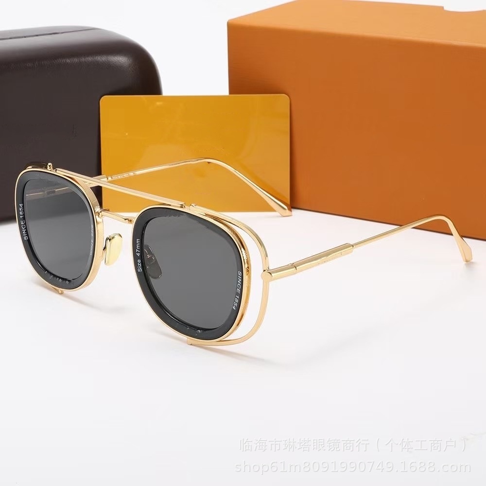 Z2213跨境时尚轻奢金属方形L家高级感精品度假男女太阳镜户外开车