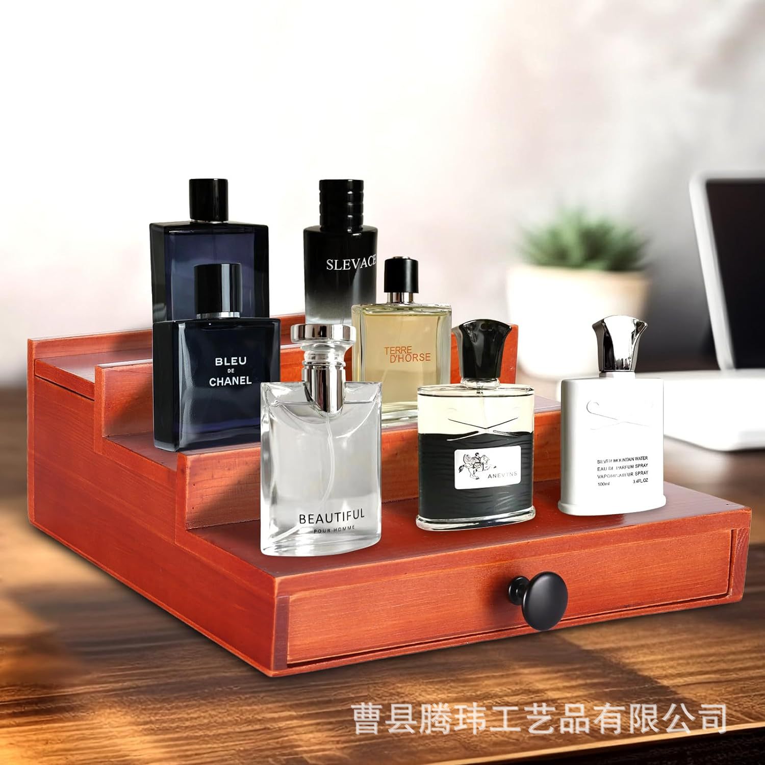 Household bathroom countertop cosmetics solid wood storage box dressing table desktop watch jewelry jewelry wooden storage rack