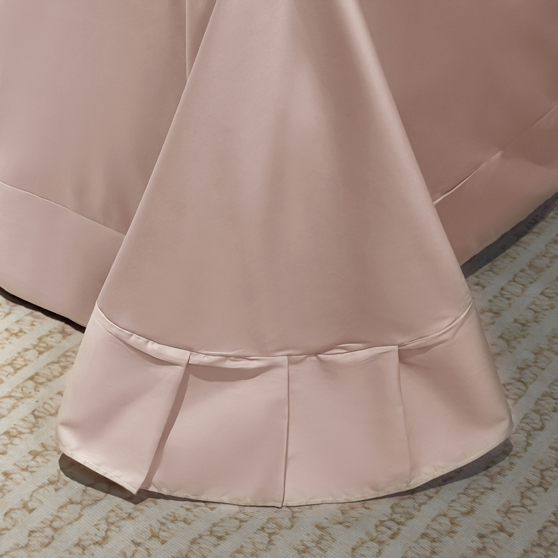 Luxury Cotton Satin Bed Sheet Set Simple Solid Colour 4-piece_voghion.com