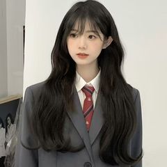 Cheng Ming Women's Black Brown Celebrity Lolita Simulated Long Wavy Curly Hair Sweet Fashion Full Headpiece