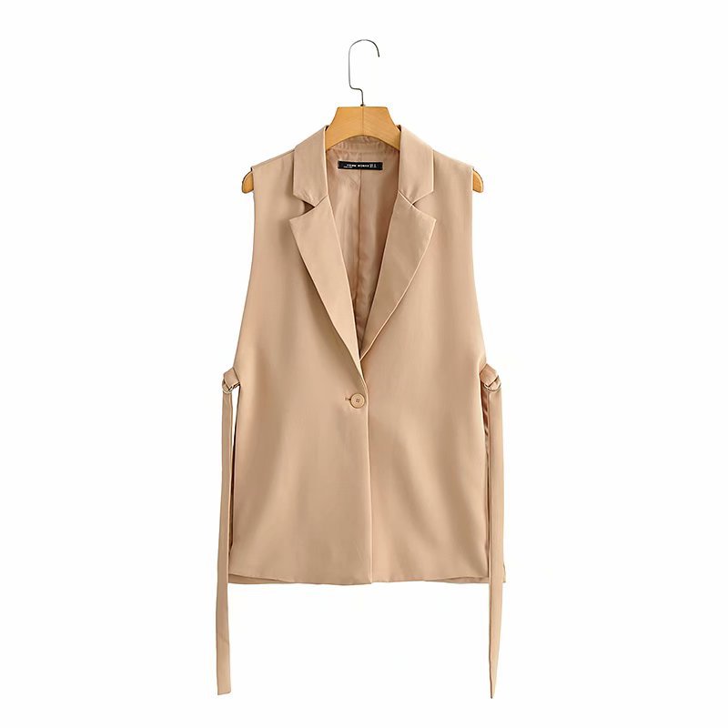 solid color split vest blazer Nihaostyles wholesale clothing vendor NSAM75468