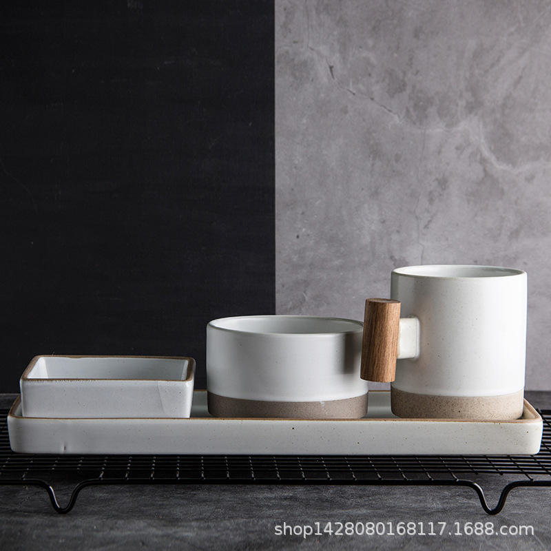 Coreano ins estilo blanco taza de café placa cuadrada cena conjuntos