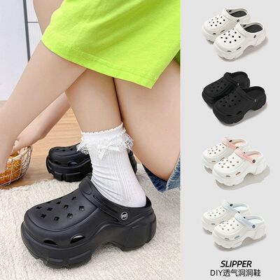 Tide, летние нескользящие мюли на платформе, тапочки в стиле Crocs, увеличивают рост, мягкая подошва, популярно в интернете, подходят для носки на улице, женский стиль