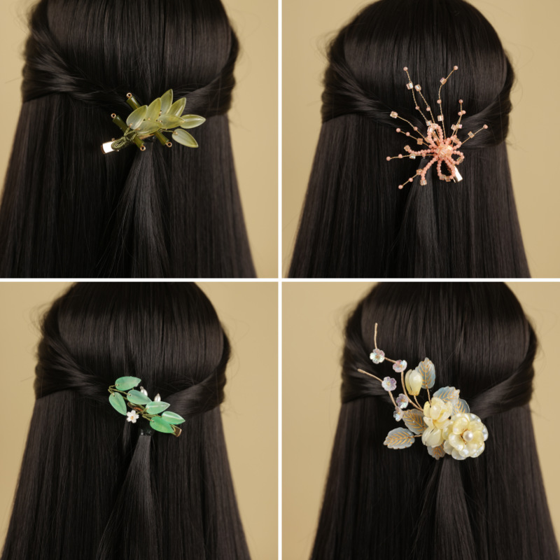 Hanfu Hair Accessories Children's Antique Headwear Girls' Flower Tassel Cute Hairpin Sweet Baby Girl Chinese Style Wi-clip