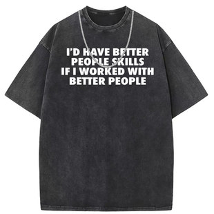 Round neck short sleeve T-shirt washed old American high street European and American size cross-border trend customization