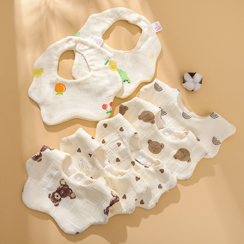 Baby Saliva Towel Gauze Bib Cotton Type a Baby Kidsren Anti-Vomiting Newborn Bib Male and Female Baby Sweat-Absorbent