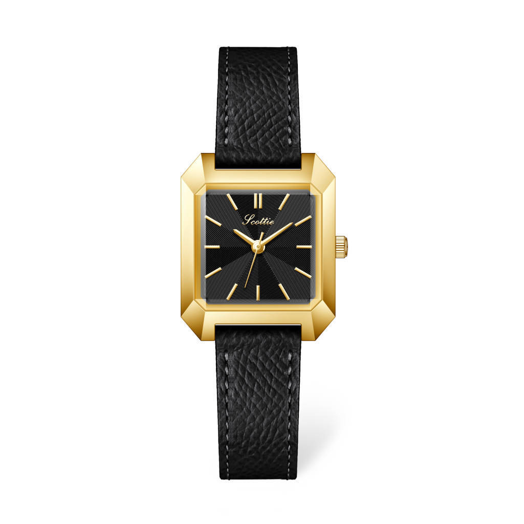 Montre Scottie Square Steel 9153 pour femme, bracelet en cuir couleur fruit du dragon, diffusion en direct_voghion.com