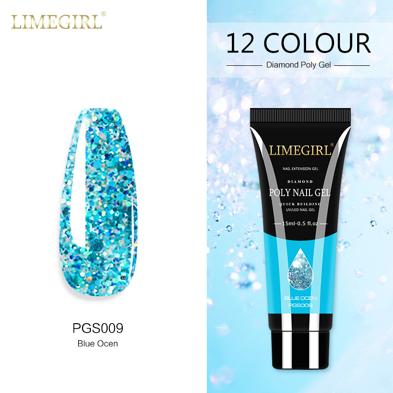 12 colores pegamento de extensión de brillo de uñas pegamento de extensión de lentejuelas de uñas pegamento de extensión rápida indolora Glitter pegamento de extensión de cristal