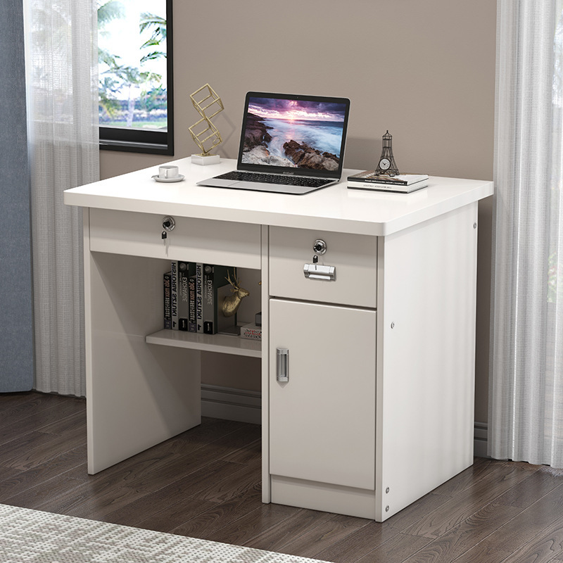 Single-Person Office Desk 80cm, Suitable for Small Homes, 1m Desk for Students, Writing Desk with Drawer and Lock, Desktop Computer Desk