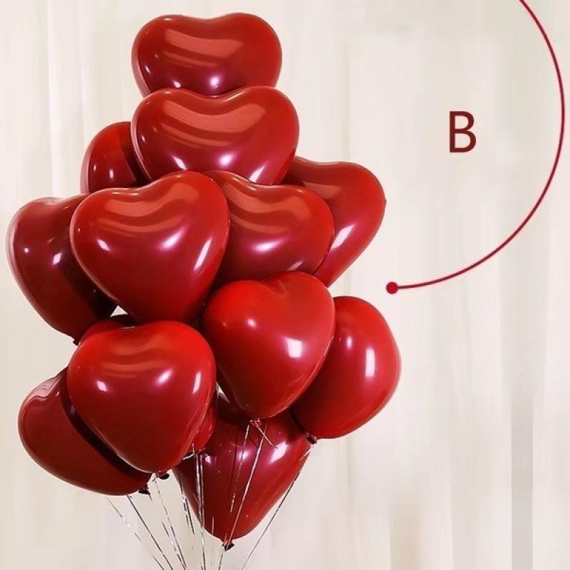 Heart-Shaped Balloon Pomegranate Red Balloon Decoration Wedding Arrangement 2.2g 10inch Double-Layer Thickeneded Wedding Room Balloon Engagement