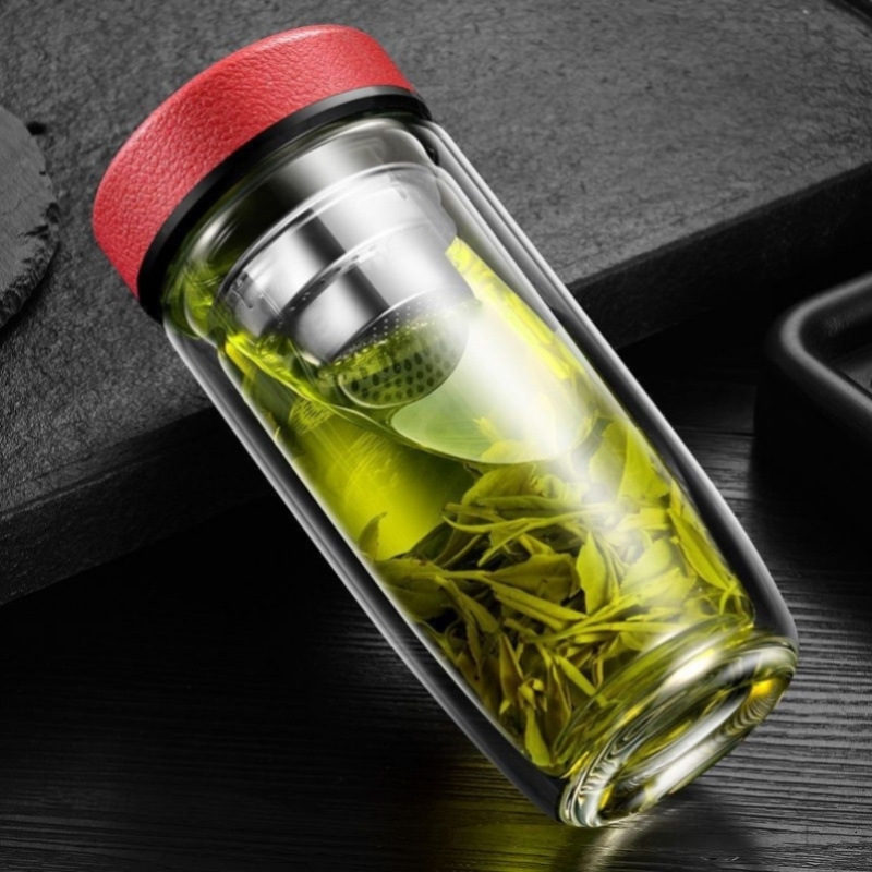 摔钢化玻璃杯茶叶杯子摔不烂的隔热保温水杯双层鹅蛋杯男士茶杯防|undefined