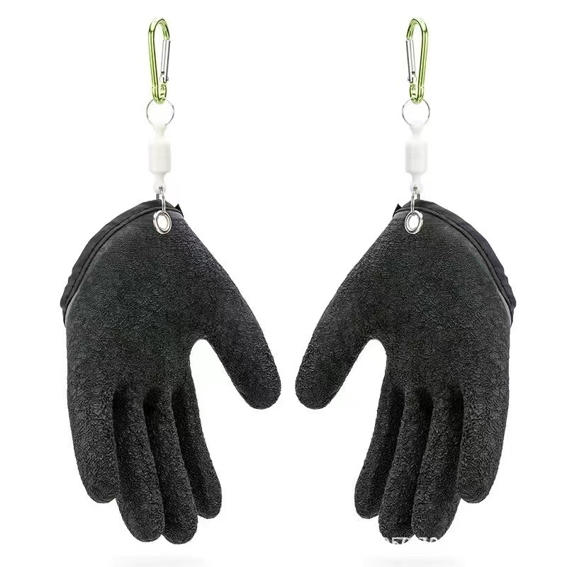 Guantes antideslizantes para atrapar peces, pesca en el mar de Luya, recolección de pescado, látex, arrugas, antideslizantes, antipinchazos, hebilla magnética gruesa impermeable