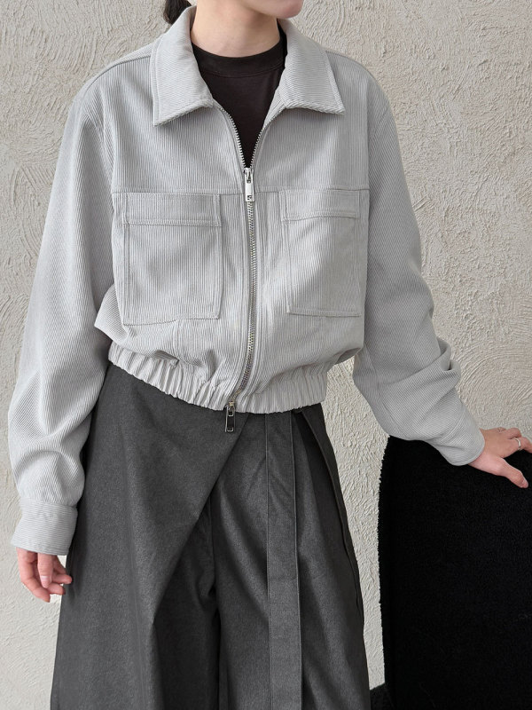 NS 灯芯绒复古翻领短夹克女25秋季新款双拉链休闲收腰外套9771|undefined