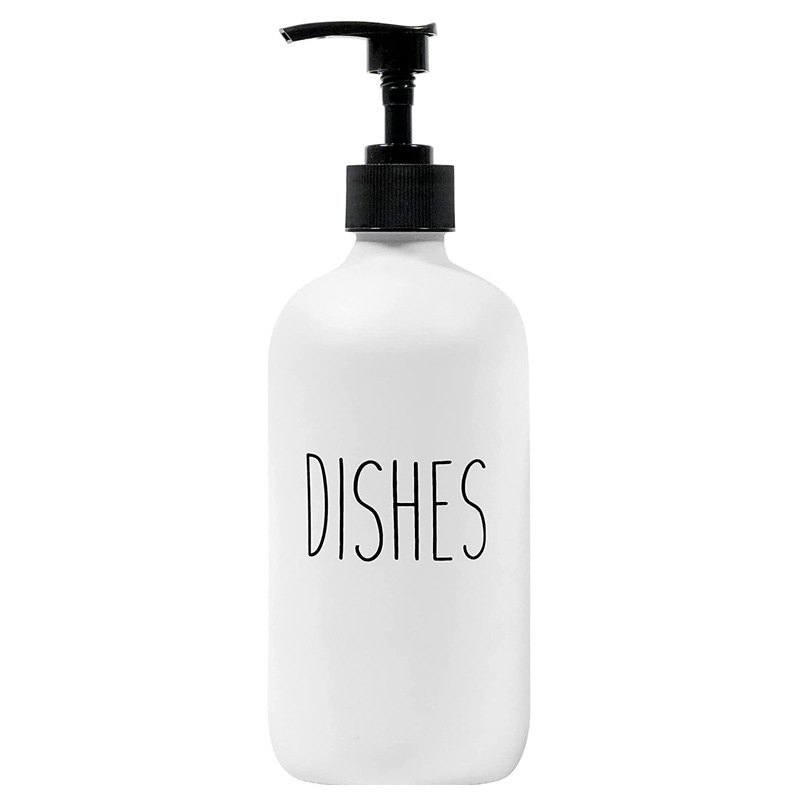 Botella de vidrio de 475 ml con bomba dispensadora, recargable para gel de ducha o desinfectante de manos, venta transfronteriza