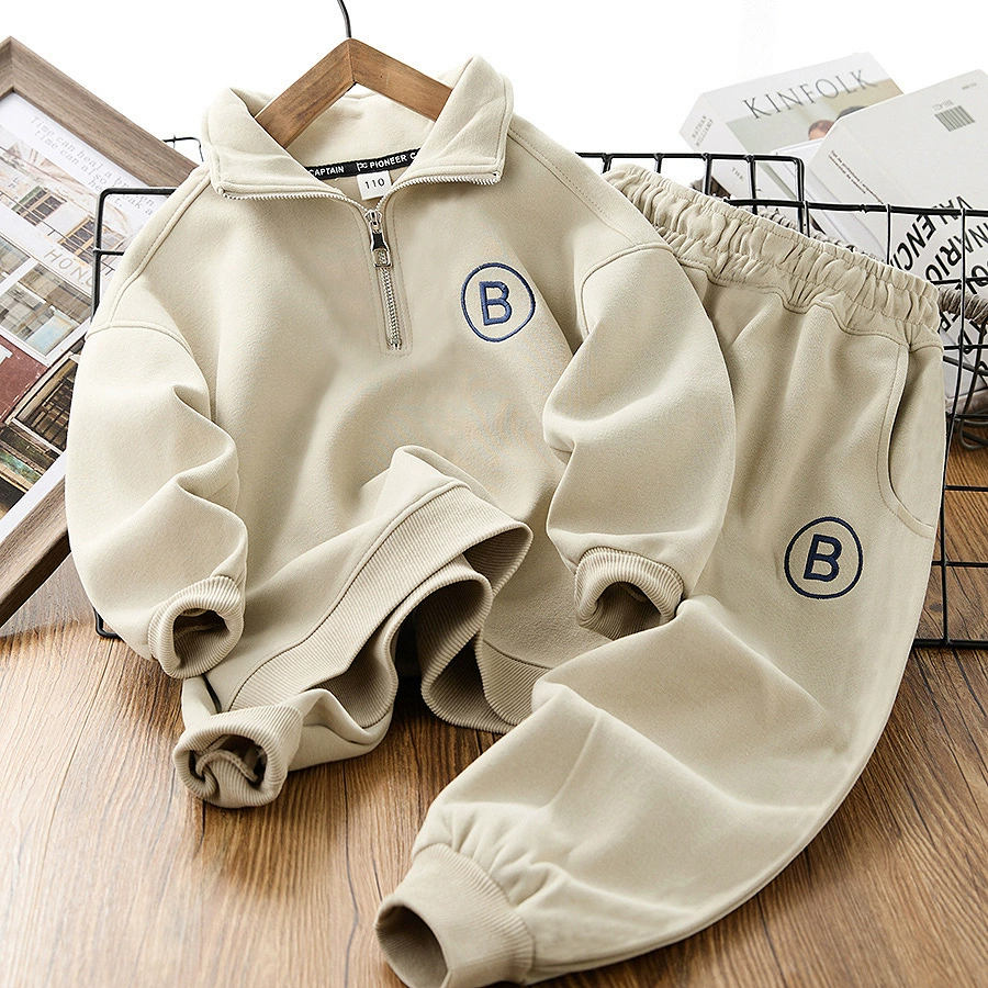 Sweatshirt Set (B) Boys — Half-Zip Pullover & Joggers, Autumn/Spring, Sizes 120–170 cm