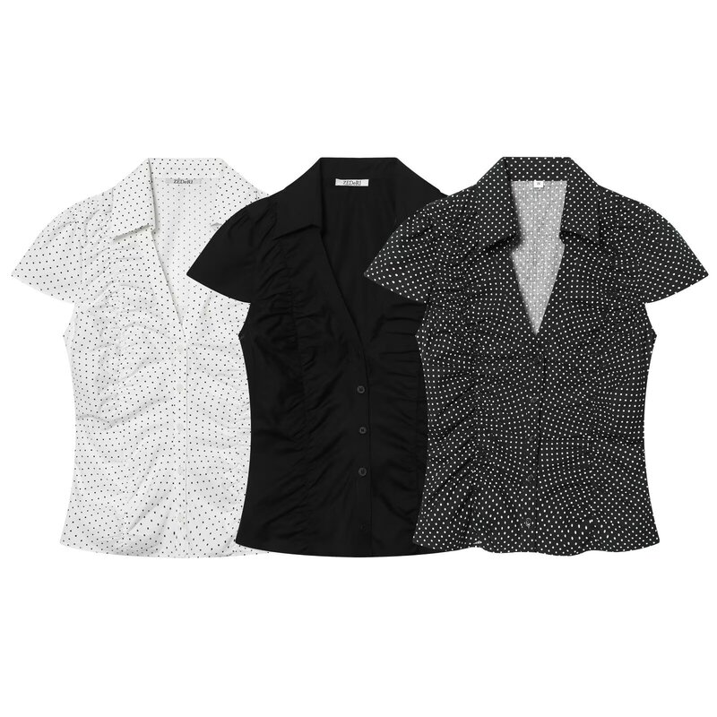 Taop&Za Women's Clothing 2026 Spring New Style European and American Single-Breasted Pleated Poplin Shirt Top 2256260 Taop&Za Women's Clothing 2026 Spring New Style European and American Single-Breasted Pleated Poplin Shirt Top 2256260