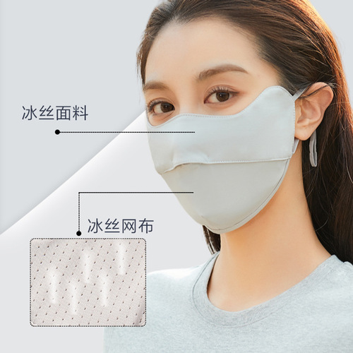 Sunscreen for women with high facial attractiveness, UV protection, eye corner coverage, full face shield, ice silk double-layer summer thin breathable model