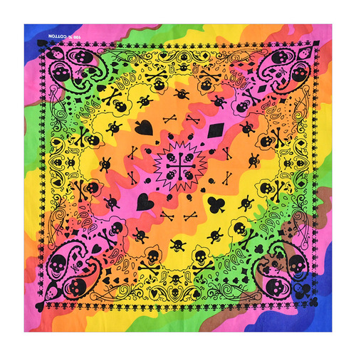European and American Hip Hop Street Dance Skull Scarf Pure Cotton Men's and Women's Costume Headscarf Wholesale Halloween Ghost Head Printed Headscarf 