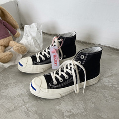 開口笑帆布鞋男高幫休閒鞋學生男女情侶鞋板鞋MIS-202