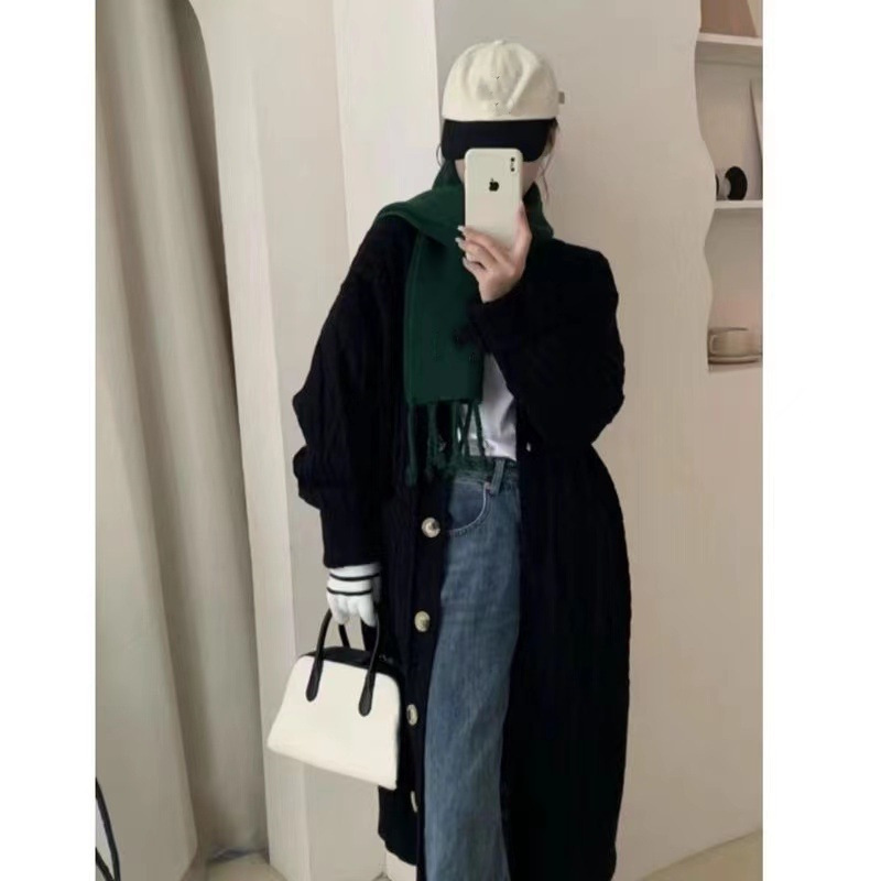 Women's Twist Knitted Cardigan Autumn And Winter Lazy Style Sweater Coat