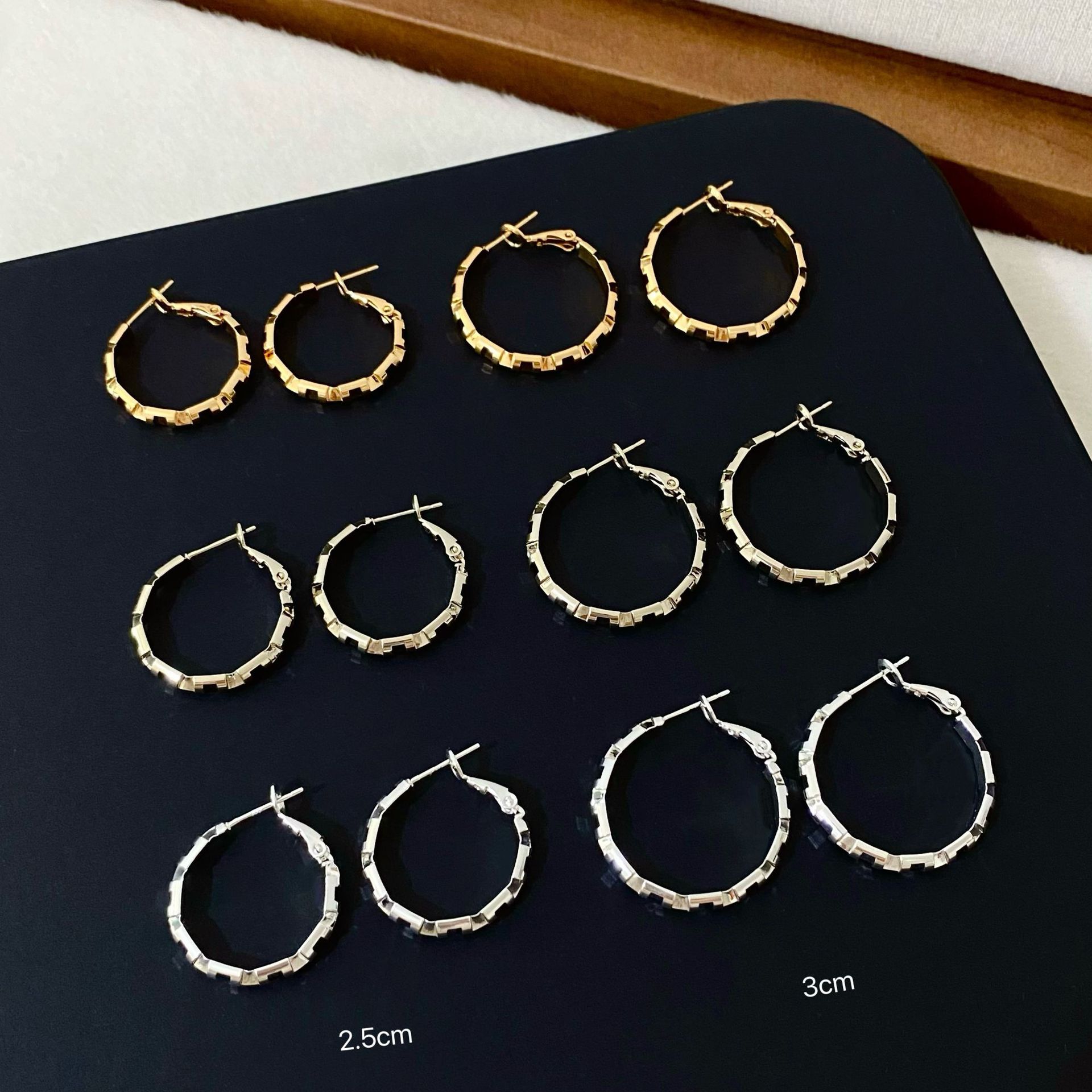 Copper-Plated Real Gold European and American Minimalist Style Simple Silver Hoop Earrings for Women New High-End Fashion Hoop Earrings