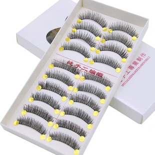 Cross 6 thick false eyelashes handmade cotton thread stem stage makeup 10 pairs thick eyelashes