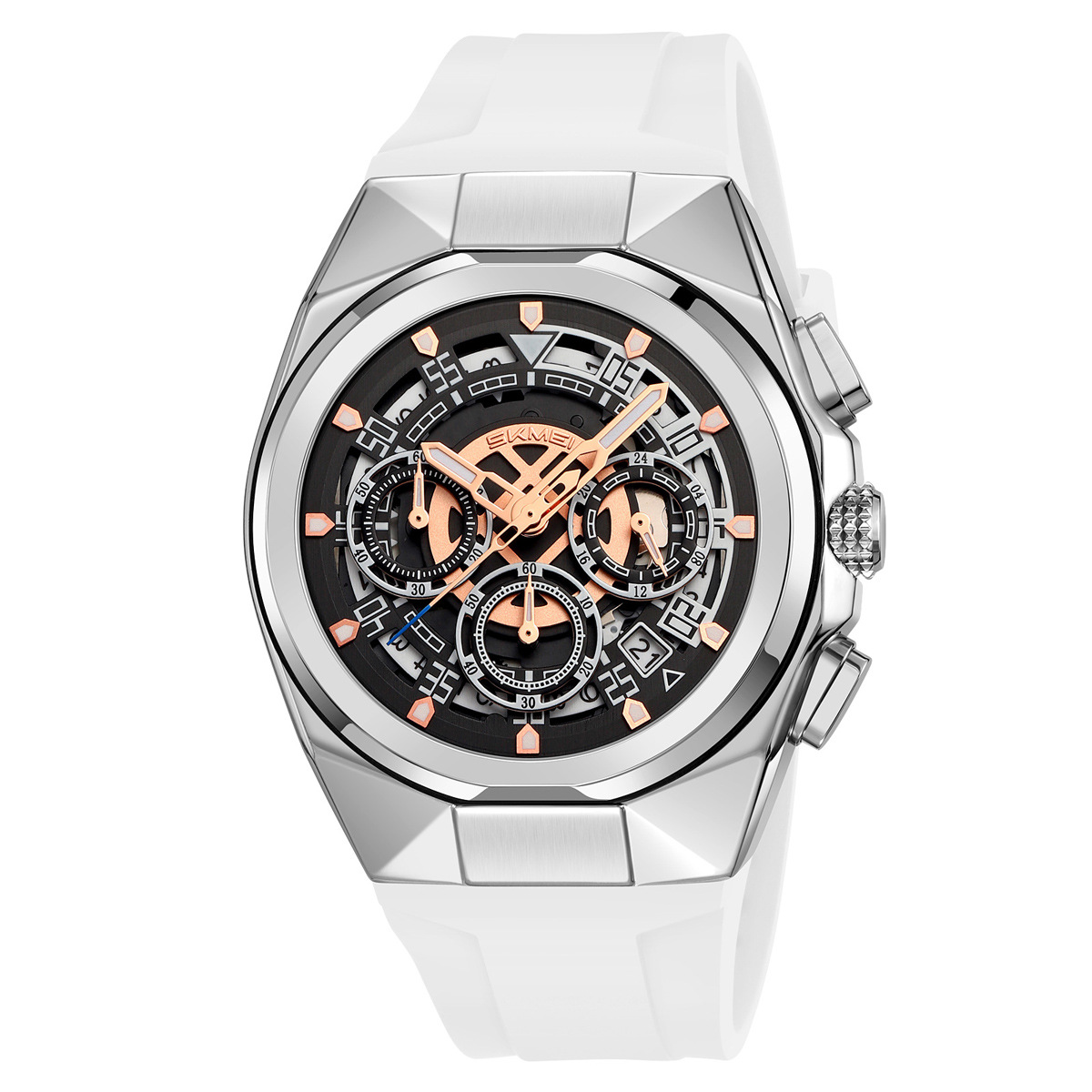 Momento de belleza para hombres cronógrafo multifuncional silicona calendario impermeable relojes de pulsera relojes de cuarzo puntos transfronterizos al por mayor