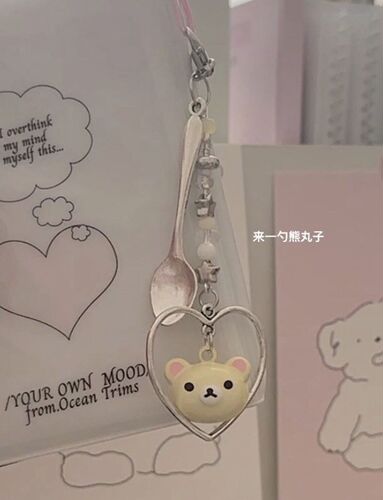 [Brown Diary Bear] Super kawaii ins beaded mobile phone chain pendant card book pencil bag pendant for girls