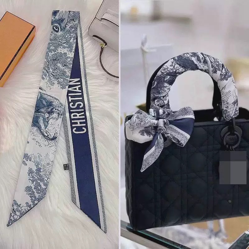 2025 nuevo estilo D bolsa atada bufanda de seda Dai Fei bolsa envuelta asa seda twilly tira larga y estrecha correa correa para el cuello cinta
