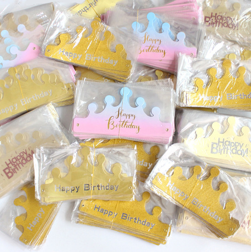 Trendy Foldable Birthday Hats for Kids & Adults | Golden Crown Headwear with Party Decorations | Individually Packaged, Wholesale Price