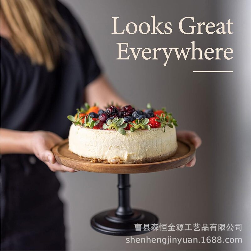 Solid Wood Tall Cake Plate Household Fruit Snack Decoration Plate Party Dessert Cake Display Plate Baking Shop Turntable