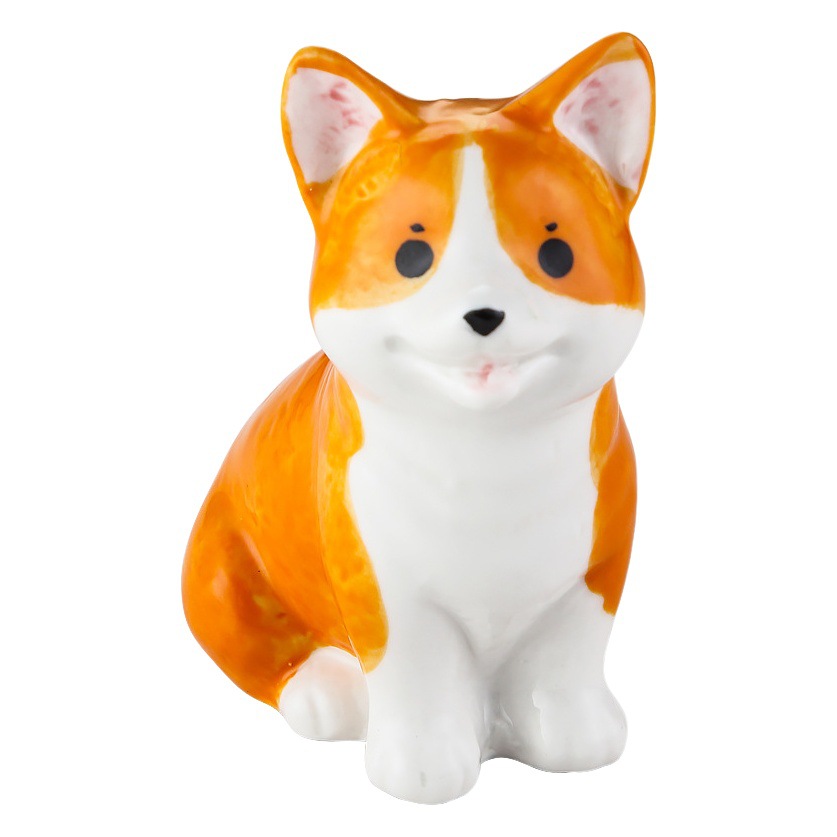 Cerámica lindo de moda mascota hecha a mano muñeca juguete Shiba Inu gato perro modelo decoración regalo al por mayor