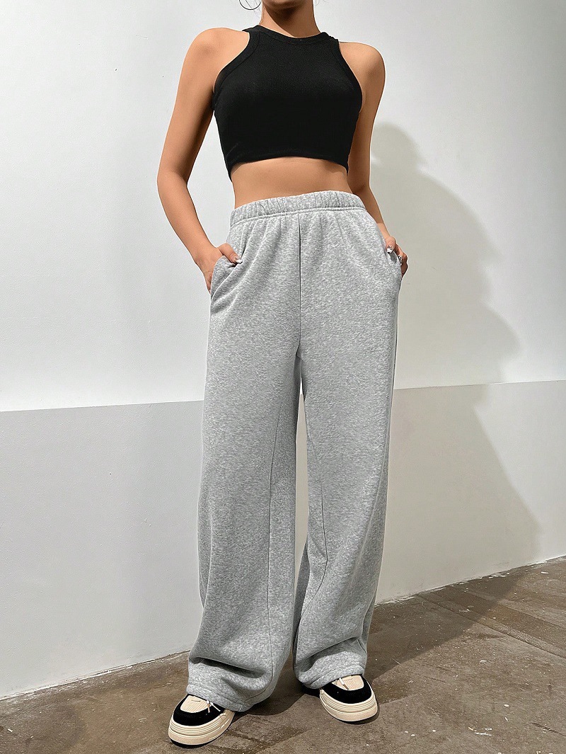 Otoño y invierno de Europa y América nueva ropa de mujer con pantalones cálidos de vello de cintura alta sensación deportivo casual uso diario image 6