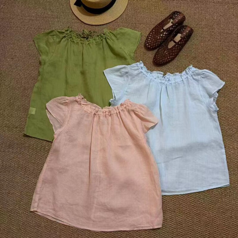26 New Summer Style Ramie Lace Shirt with Flying Sleeves, Sweet and Versatile Short Style Shirt for Women