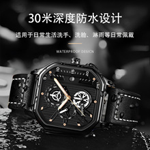 瑞士品牌青少年手表男士夜光防水日历潮流复古方形学生高档非机械