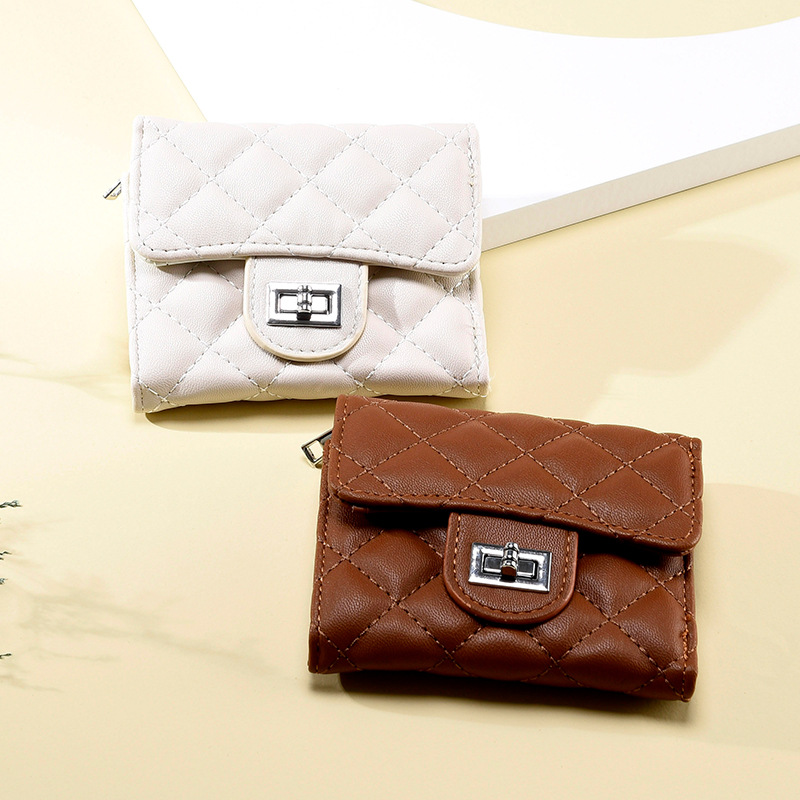 Nuevo estilo coreano de las mujeres cartera rombo simple chica multi-Tarjeta posición anti-desgaussing estudiante monedero cartera al por mayor