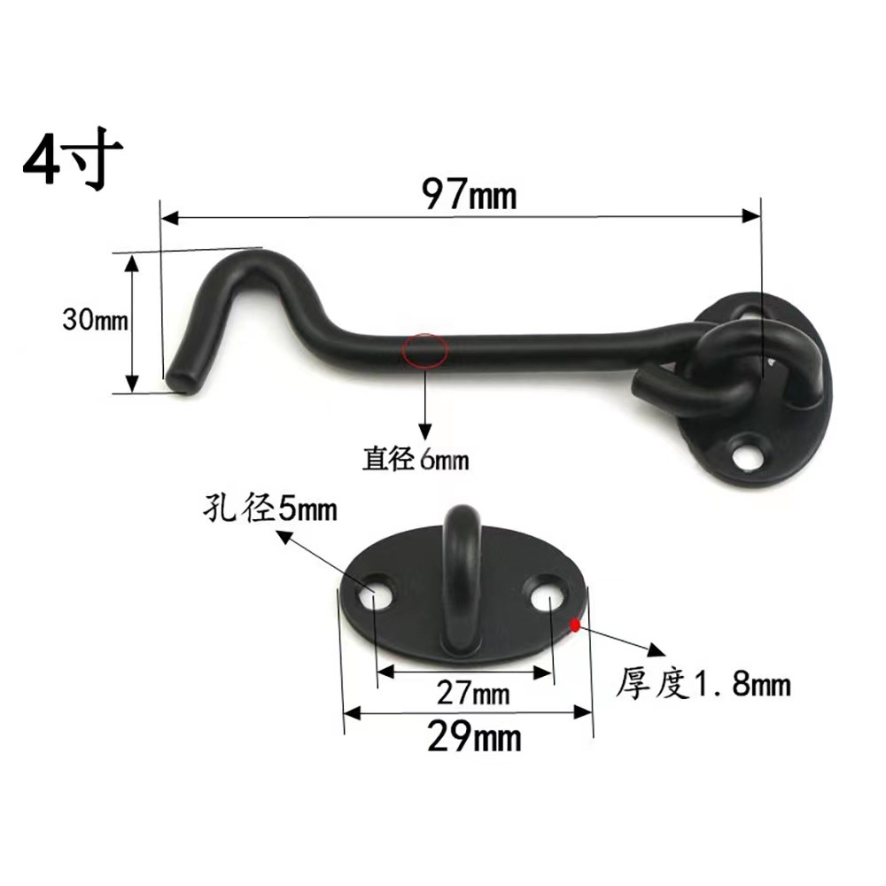 Custom barn door hook bracket black lock lever barn door hanging track hardware accessories