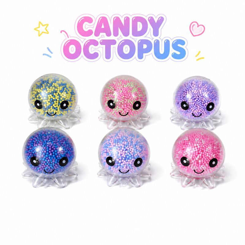 Cross-Border New Model Glowing Octopus Squid Stress Relief Octopus Liquid-Free Decompression Toy Foam Octopus Air Ball