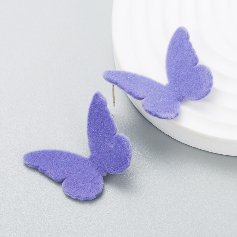 Fashion Solid Color Flocking Butterfly Simple Earrings display picture 4