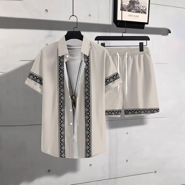 Moda 3D impresión digital spot comercio exterior Xiyin venta caliente verano hawaiano vacaciones camisa pantalones cortos traje de 2 piezas