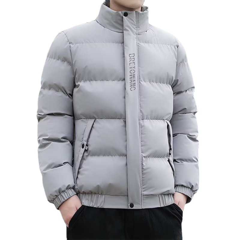 Abrigo de invierno de algodón acolchado de los hombres corto forrado de lana engrosada mapache de algodón estilo coreano guapo de moda collar de pie cálido abrigo de algodón acolchado de los hombres