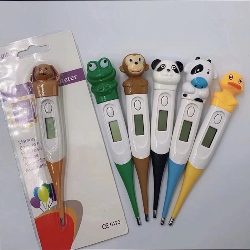 Children's cartoon animal head soft tip electronic thermometer Fahrenheit Celsius digital pet pig dog