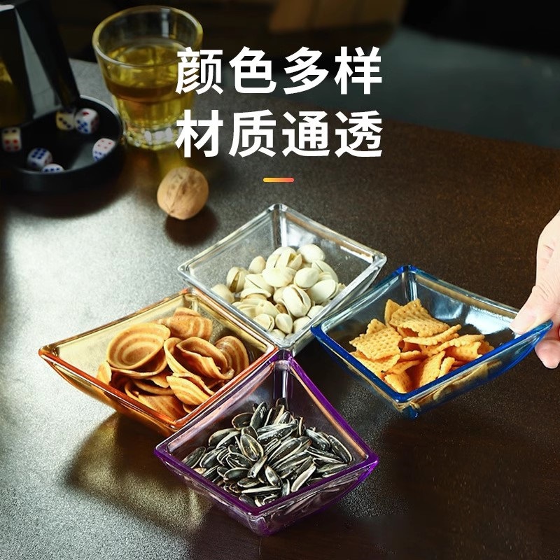 Bar snack plate snack plate acrylic snack plate plastic fruit plate commercial square plate dried fruit plate 4