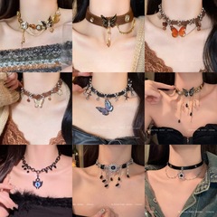 ベルベット蝶流蘇ネックレス秋冬ギャル甘いクールな首鎖小衆気質トレンドデザイン新型鎖骨鎖G