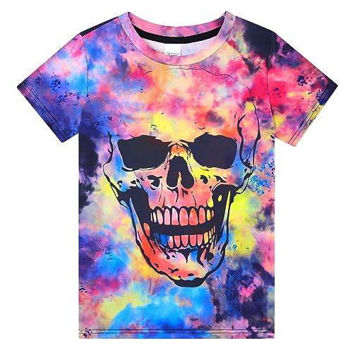 Camiseta de manga corta holgada de verano con pigmento de siete colores para niños, con estampado digital 3D de comercio exterior transfronterizo.