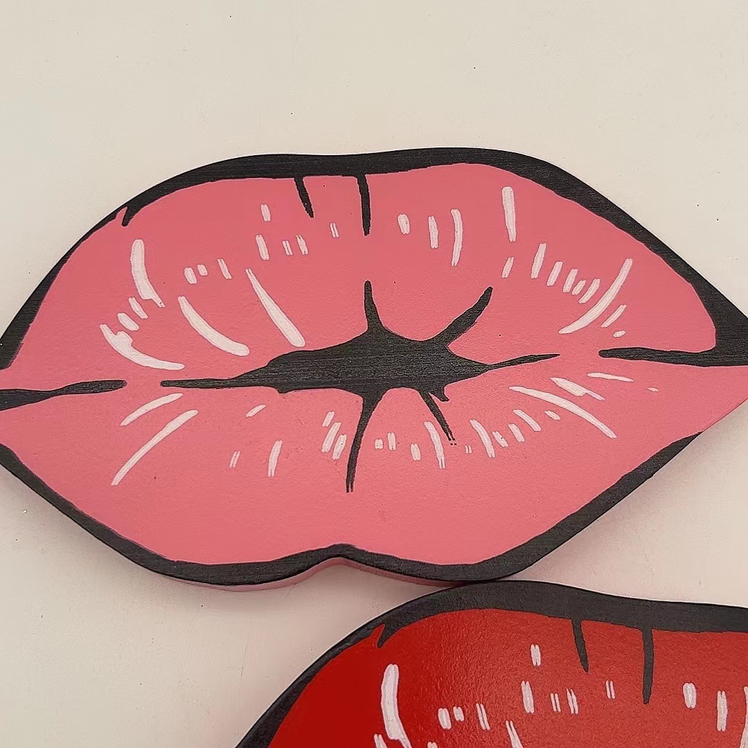 Transfronterizo popular Día de San Valentín gran labio rojo decoración de madera hogar ambiente decoración romántica