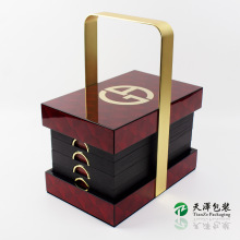 定制木制中秋月饼礼盒钢琴漆提篮木盒收纳烤漆礼品包装木盒